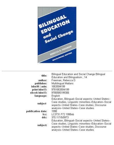 Bilingual Education and Social Change (Bilingual Education and Bilingualism, 14)