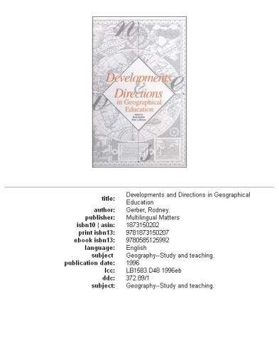 Developments and Directions in Geographical Education