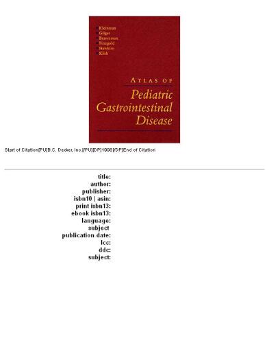 Atlas of Pediatric Gastrointestinal Disease