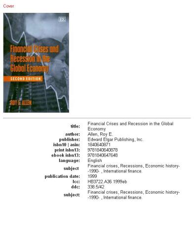 Financial Crisis and Recession in the Global Economy (Studies in International Political Economy)