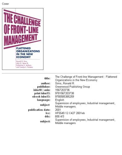 The Challenge of Front-Line Management: Flattened Organizations in the New Economy