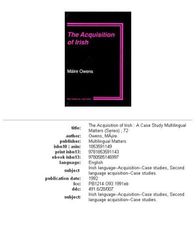 The Acquisition of Irish: A Case Study (Multilingual Matters)