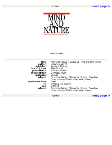Mind and Nature: Essays on Time and Subjectivity