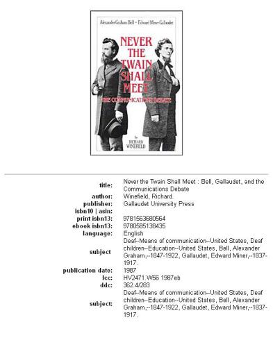 Never the Twain Shall Meet: Bell, Gallaudet, and the Communications Debate