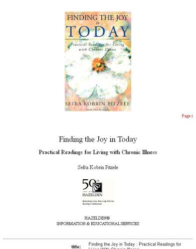 Finding the Joy in Today: Practical Readings for Living with Chronic Illness