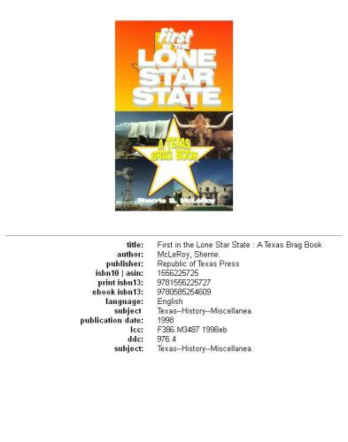 First Lone Star State: A Texas Brag Book