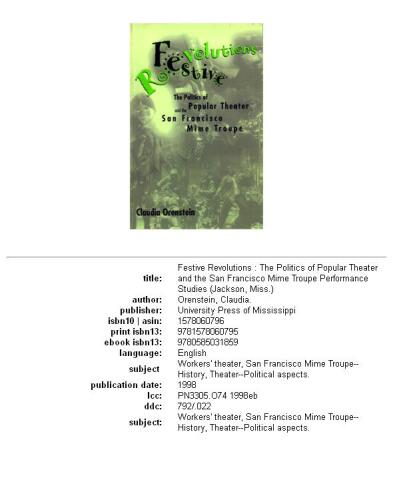 Festive Revolutions: The Politics of Popular Theater and the San Francisco Mime Troupe