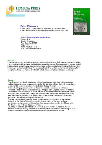 Prion Diseases (Methods in Molecular Medicine)