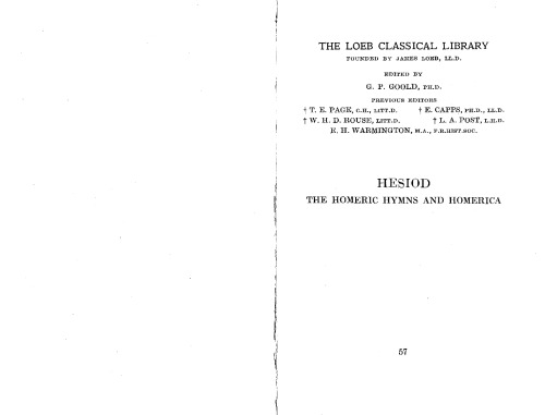 Hesiod. The Homeric Hymns. Epic Cycle. Homerica