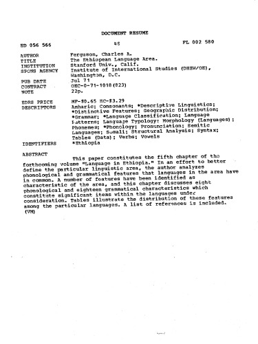 The Ethiopian language area