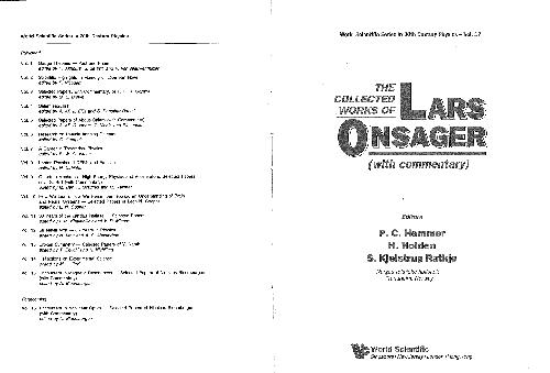 Collected Works of Lars Onsager: With Commentary