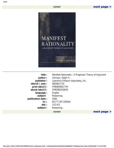 Manifest Rationality: A Pragmatic Theory of Argument