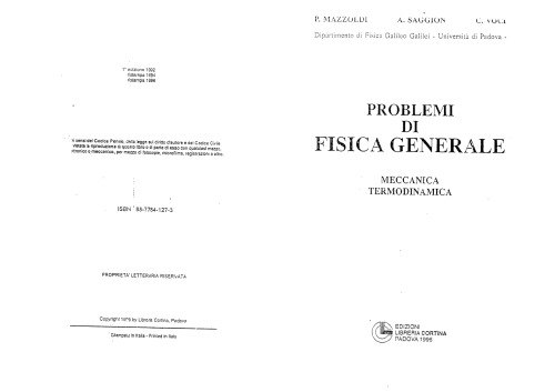 Problemi di fisica generale: meccanica, termodinamica