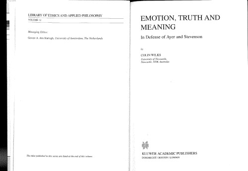 Emotion, Truth and Meaning: In Defense of Ayer and Stevenson