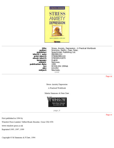 Stress, Anxiety, Depression: A Practical Workbook