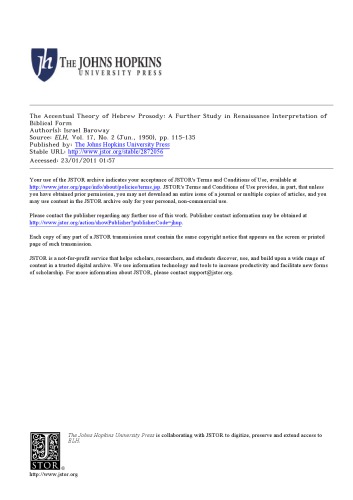 The Accentual Theory of Hebrew Prosody: A Further Study in Renaissance Interpretation of Biblical Form