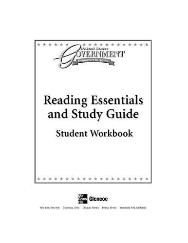 United States Government, Democracy in Action, Reading Essentials and Study Guide, Workbook