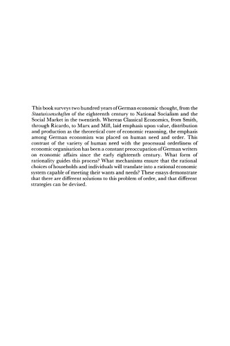 Strategies of Economic Order: German Economic Discourse, 1750-1950 (Ideas in Context)