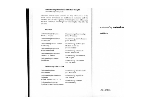 Understanding Naturalism (Understanding Movements in Modern Thought)