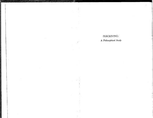 Perceiving: a Philosophical Study