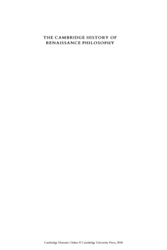 The Cambridge History of Renaissance Philosophy