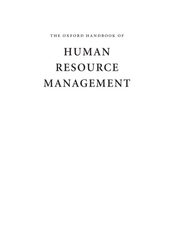 The Oxford Handbook of Human Resource Management (Oxford Handbooks in Business & Management)