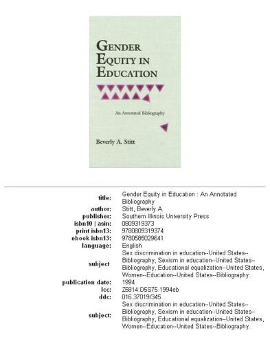 Gender Equity in Education: An Annotated Bibliography