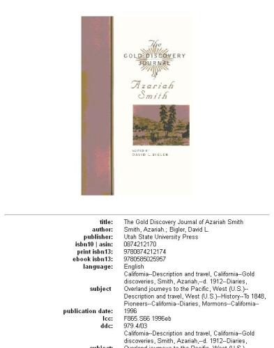 Gold Discovery Journal Of Azariah Smith