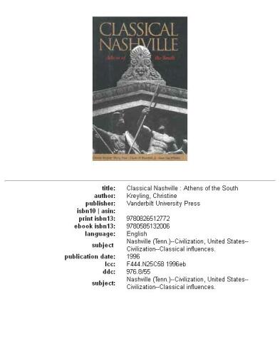 Classical Nashville: Athens of the South