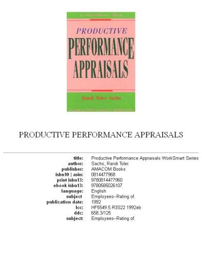 Productive Performance Appraisals (Worksmart Series)