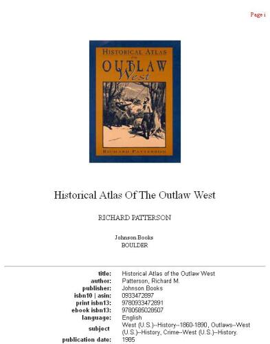 Historical Atlas of the Outlaw West