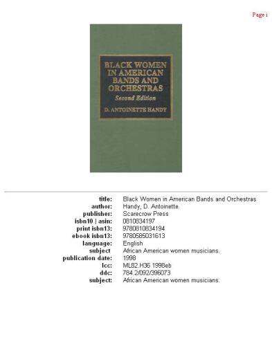 Black Women in American Bands & Orchestras