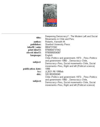 Deepening Democracy?: The Modern Left and Social Movements in Chile and Peru