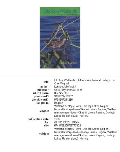 Okoboji Wetlands: A Lesson in Natural History (Bur Oak Book)