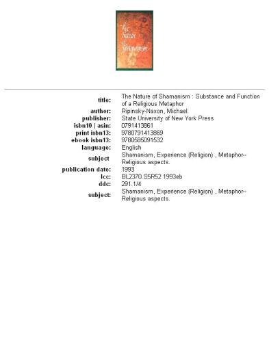 The Nature of Shamanism: Substance and Function of a Religious Metaphor