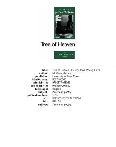 Tree of Heaven (Iowa Poetry Prize)