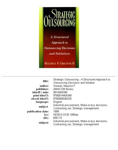 Strategic Outsourcing: A Structured Approach to Outsourcing Decisions and Initiatives