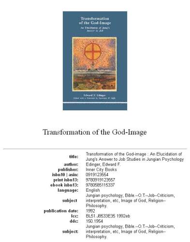 Transformation of the God-Image: An Elucidation of Jung's Answer to Job (Studies in Jungian Psychology By Jungian Analysts)