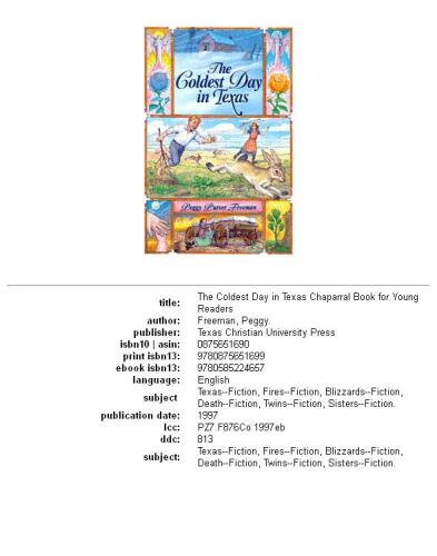 The Coldest Day in Texas (Chaparral Book)