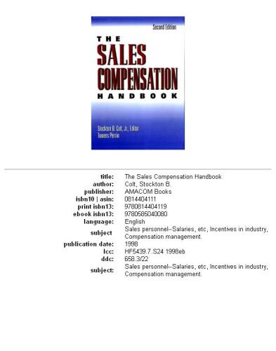 The Sales Compensation Handbook