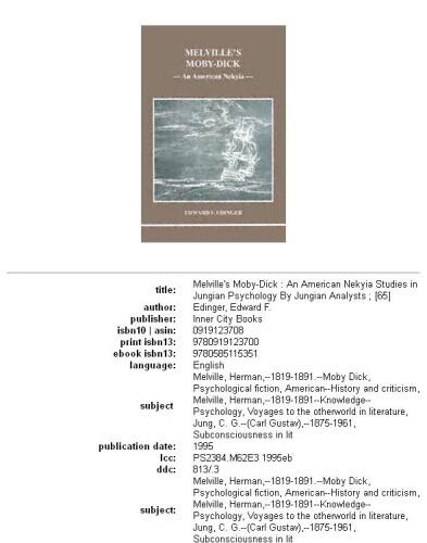 Melville's Moby Dick - An American Nekyia: An American Nekyia (Studies in Jungian Psychology By Jungian Analysts)