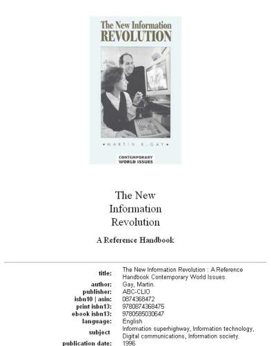 The New Information Revolution: A Reference Handbook (Contemporary World Issues)