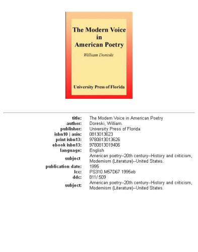 The Modern Voice in American Poetry