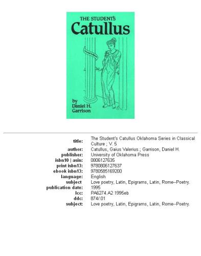 The Student's Catullus