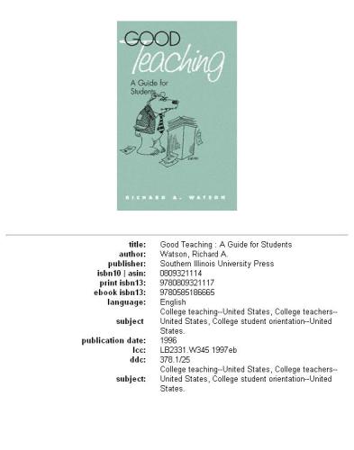 Good Teaching: A Guide for Students