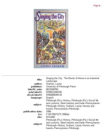 Singing the City : The Bonds of Home in an Industrial Landscape