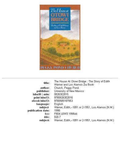 The House at Otowi Bridge: The Story of Edith Warner and Los Alamos