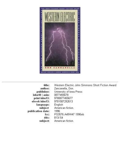 Western Electric (Iowa Short Fiction Award)