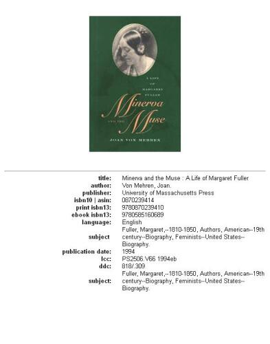 Minerva and the Muse: A Life of Margaret Fuller