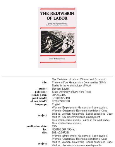 The Redivision of Labor: Women and Economic Choice in Four Guatemalan Communities